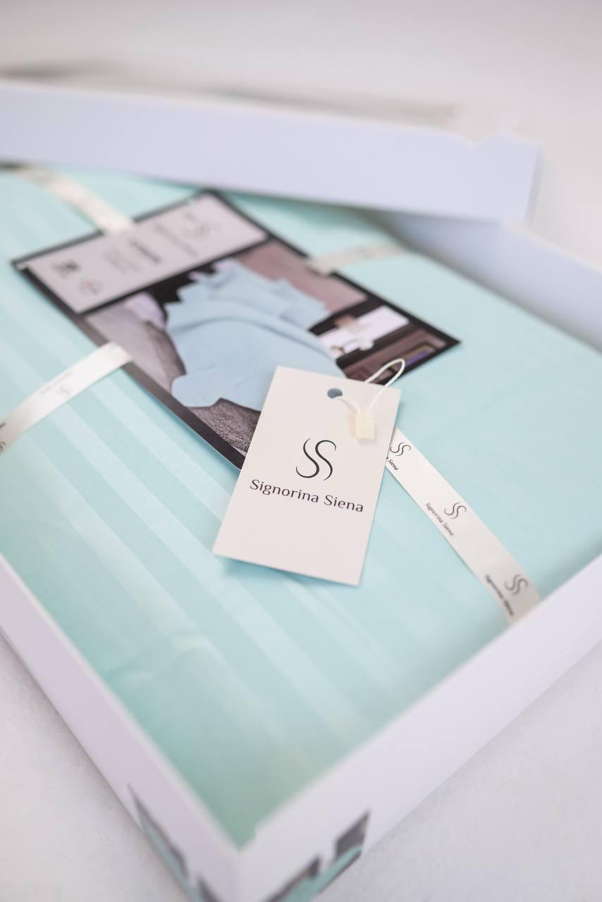 Комплект постельного белья Signorina Siena из страйп-сатина полуторный 50х70 см/70х70 см Мятный (0013P) - фото 2