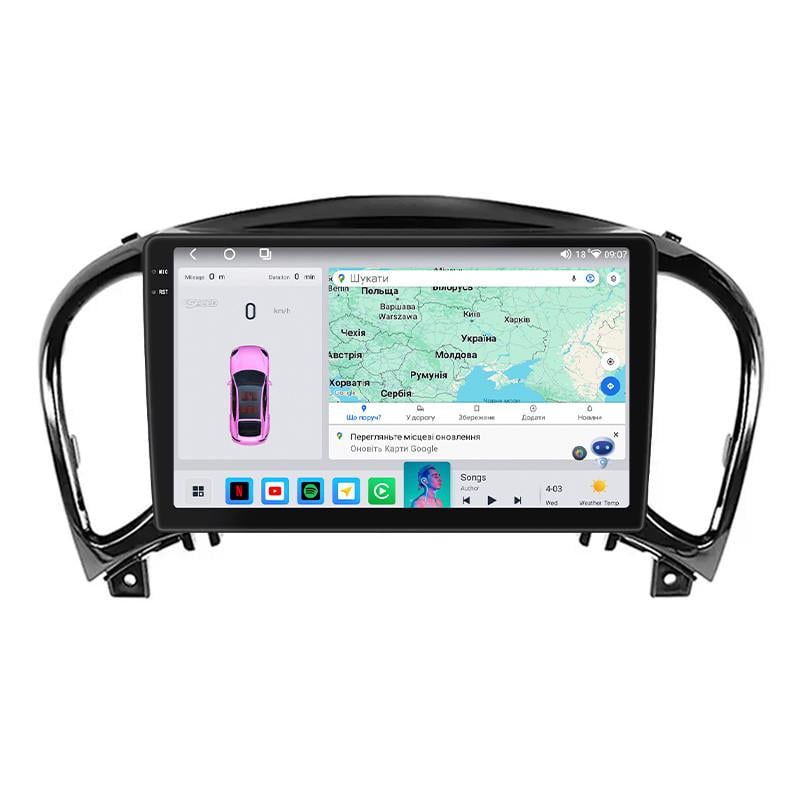 Автомагнітола штатна Lesko для Nissan Juke I Рестайлінг 2014-2019 4/64 QLED CarPlay 4G Wi-Fi GPS 360 Prime 9" (34060904)