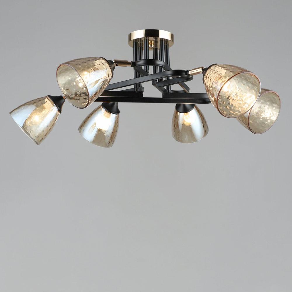 Люстра потолочная Lighthouse SRS-19483/6 BK+FGD Черный/Золотой/Янтарный