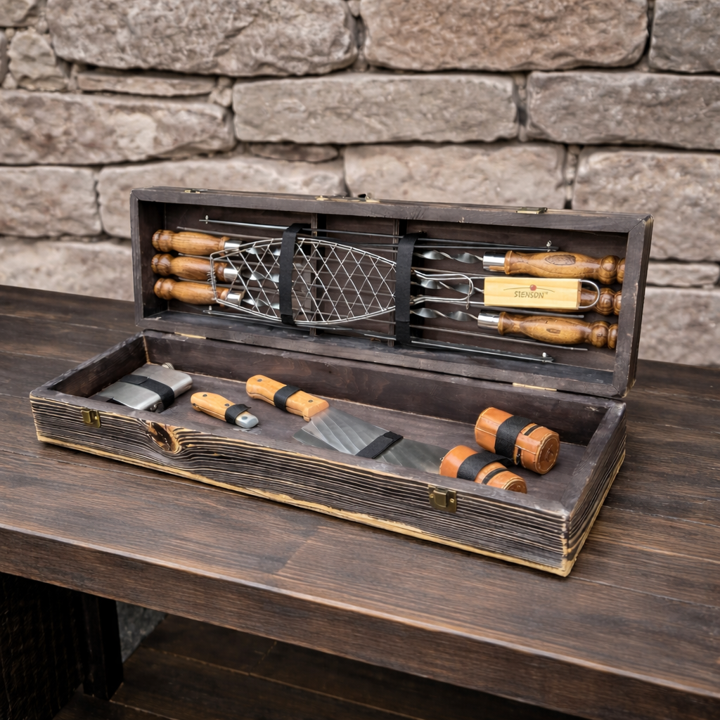 Подарочный набор шампуров Jooki Мастер BBQ темная текстура (10235)