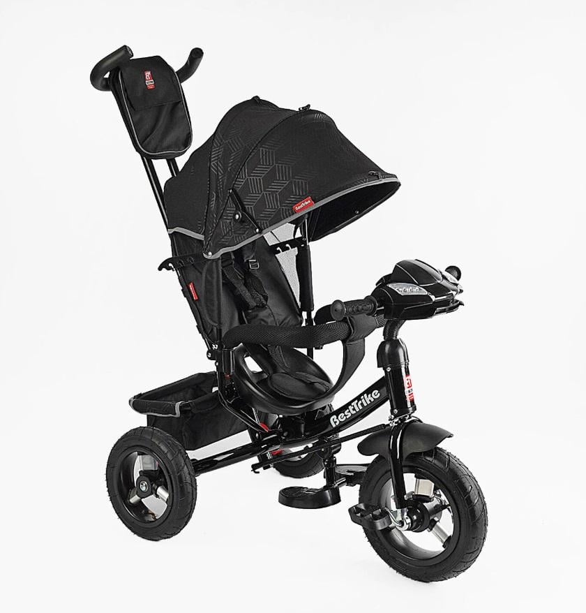 Велосипед триколісний Best Trike з батьківською ручкою/надувними колесами/фара З USB Чорний (3390 39-211) Велосипед триколісний Best Trike з батьківською ручкою/надувними колесами/фара З USB Чорний (3390 39-211)