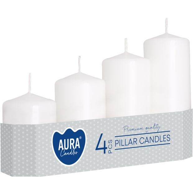 Набор свечей цилиндр Bispol Aura Candles 4 шт. Белый (sw50/4-090)