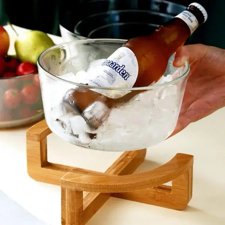 Фруктовница стеклянная на бамбуковой подставке Прозрачный (70015) - фото 4 Фруктовница стеклянная на бамбуковой подставке Прозрачный (70015) - фото 4