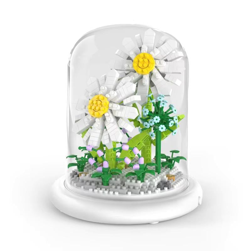 Конструктор-ночник Цветок в колбе с подсветкой Ромашка 550 дет.