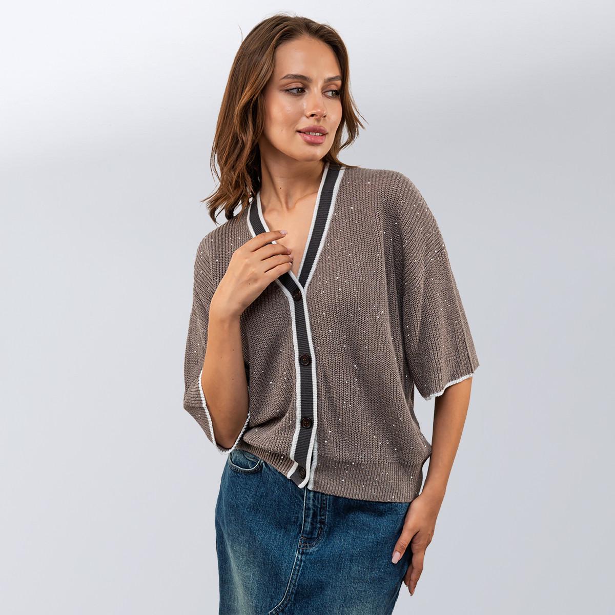 Кардиган з паєтками Brunello Cucinelli M Сірий (2589902342) - фото 2 Кардиган з паєтками Brunello Cucinelli M Сірий (2589902342) - фото 2