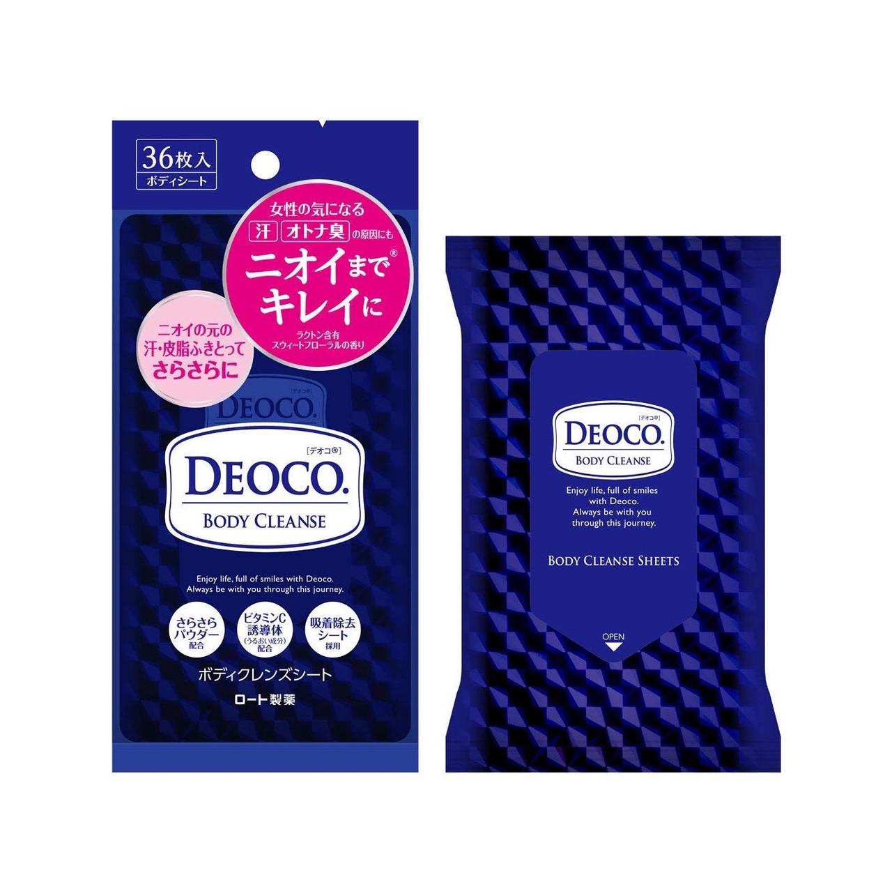 Салфетки влажные для тела очищающие Rohto Deoco Body Cleanse Sheets 36 шт.