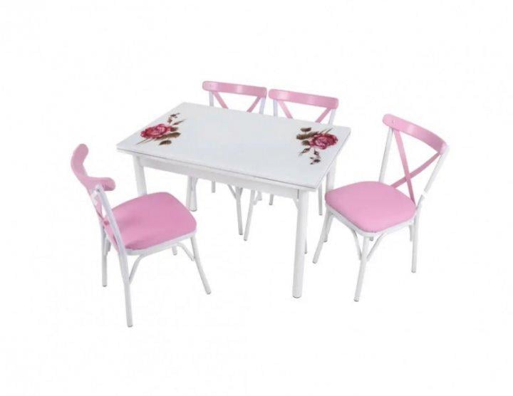 Комплект обідніх меблів Pempe Gul стіл ДСП/гаряче скло/4 стільці