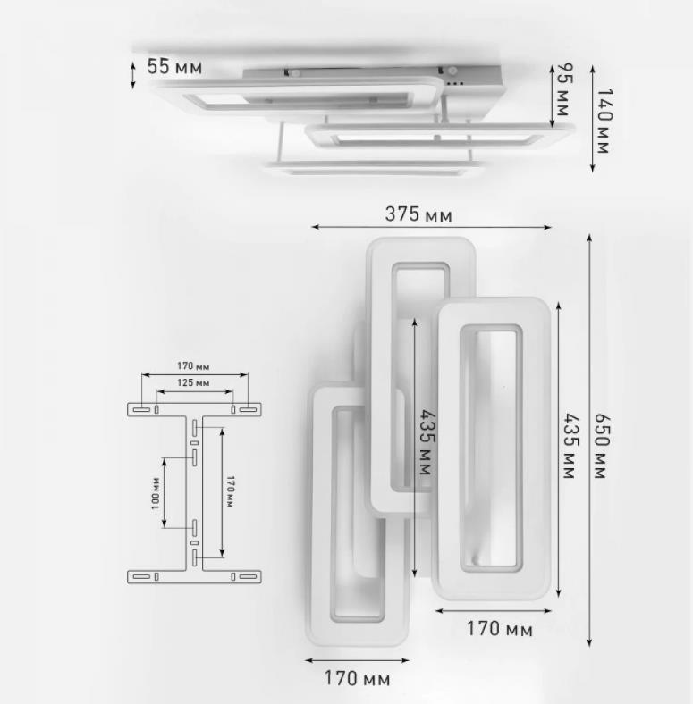 Люстра світлодіодна керована TRIPLEX DOUBLE 110W 3L-APP-650x370x140-WHITE/WHITE-220-IP20 (10027) - фото 12