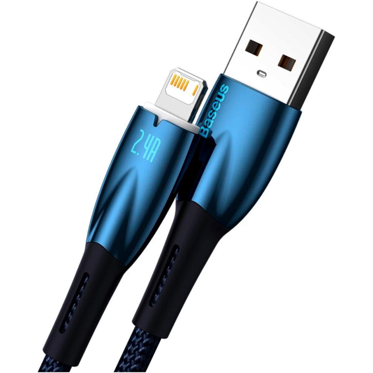 Кабель BASEUS Glimmer Series USB-Lightning 2.4А Синий (CADH000303)