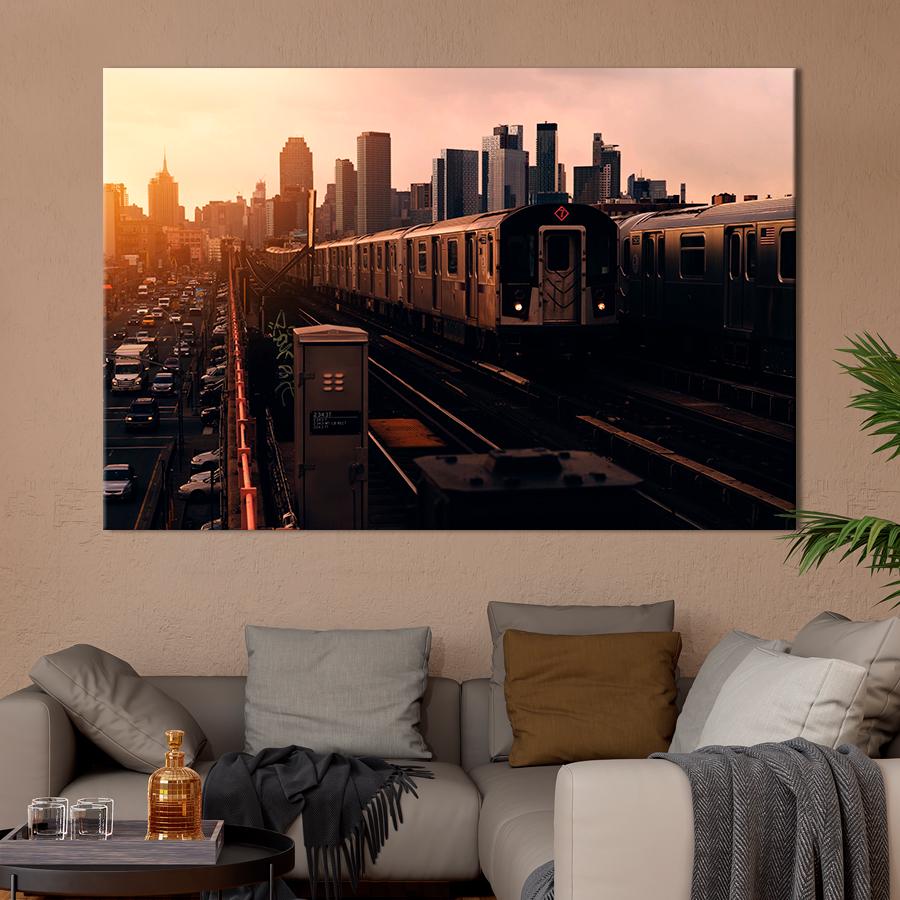 Картина город Нью-Йоркский метрополитен 51x34 см (A740-1)