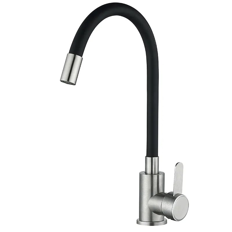 Смеситель для кухни MIXXUS FAN-011 Reflector с черным гибким изливом Black (MI6105)