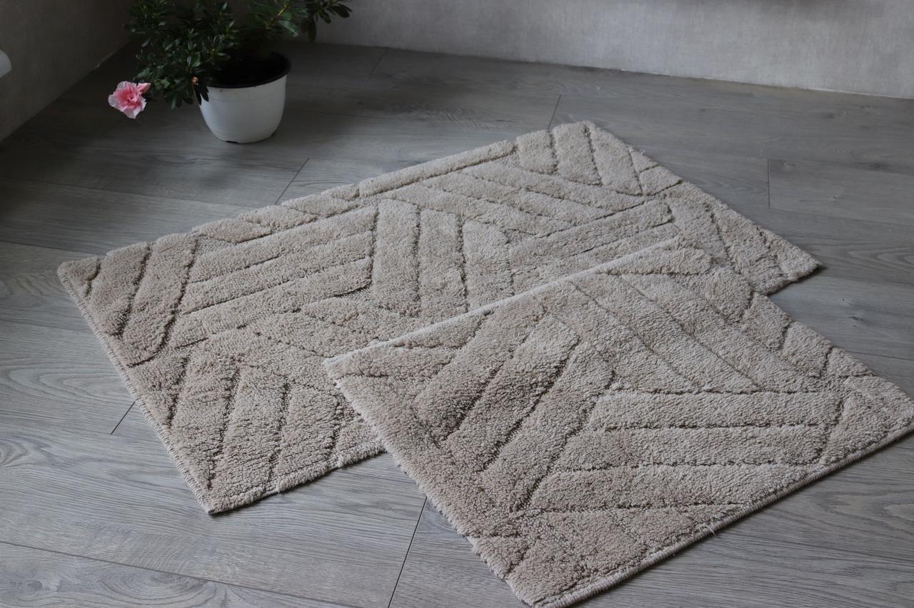 Набор ковриков хлопковых Vonaldy Elite для ванной и туалета 60x100/50x60 см (2917/dark beige)