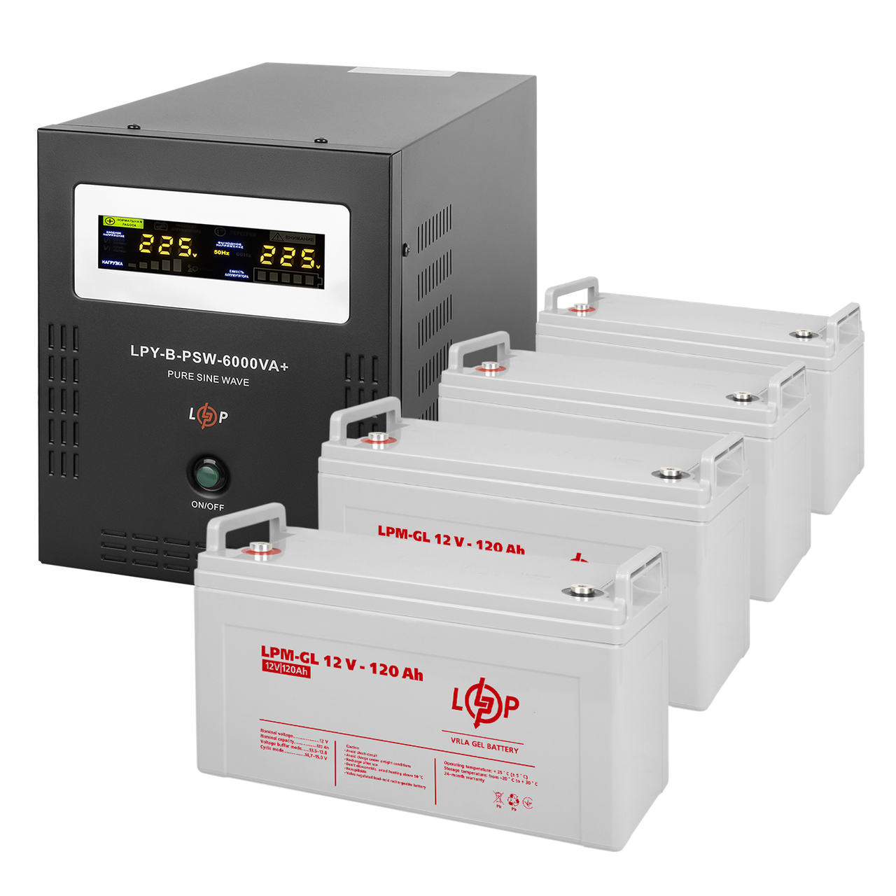 Комплект резервного питания LogicPower ИБП и гелевая батарея UPS B6000 АКБ GL 5760W