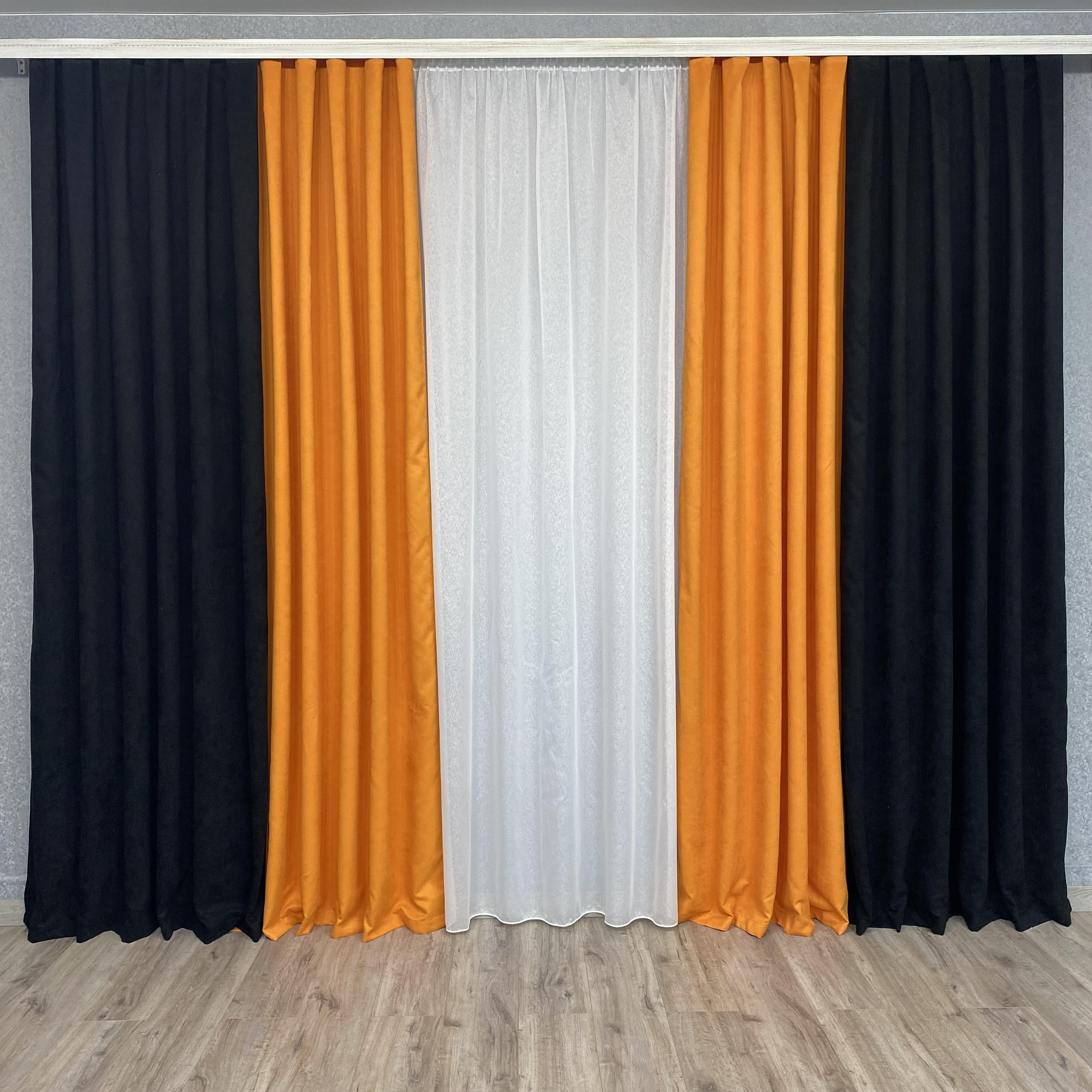 Шторы микровелюр TG Home Дуэт №450 1,50х2,70 м Черно-оранжевый (450-194/207) Шторы микровелюр TG Home Дуэт №450 1,50х2,70 м Черно-оранжевый (450-194/207)