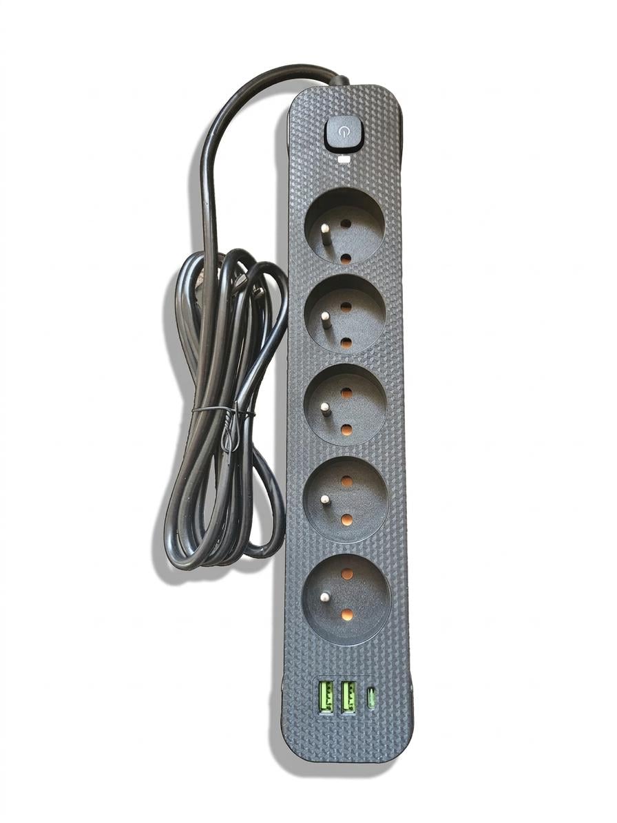 Сетевой фильтр-удлинитель Power Strip 5 розеток 2xUSB-A 1xUSB-C с заземлением 2 м (2429479074)