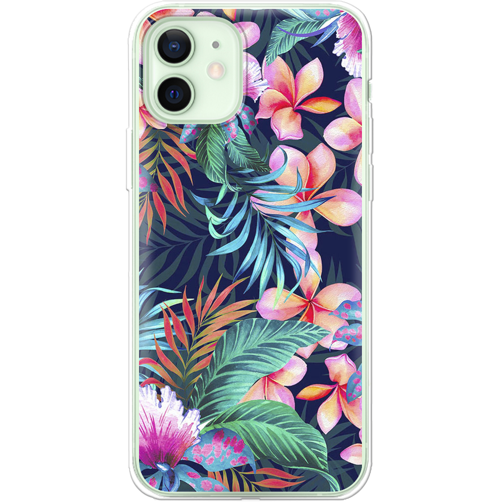 Чехол Boxface iPhone 12 flowers in the tropics Прозрачный силикон (41161-up1971-41086)