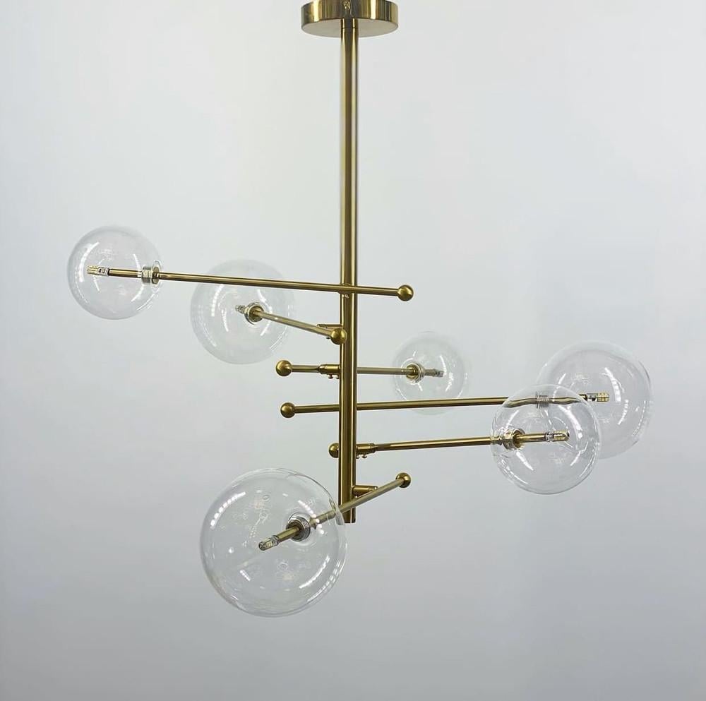 Люстра в корпусі метал на 6 прозорих плафонів Латунь (Y 8828) - фото 1