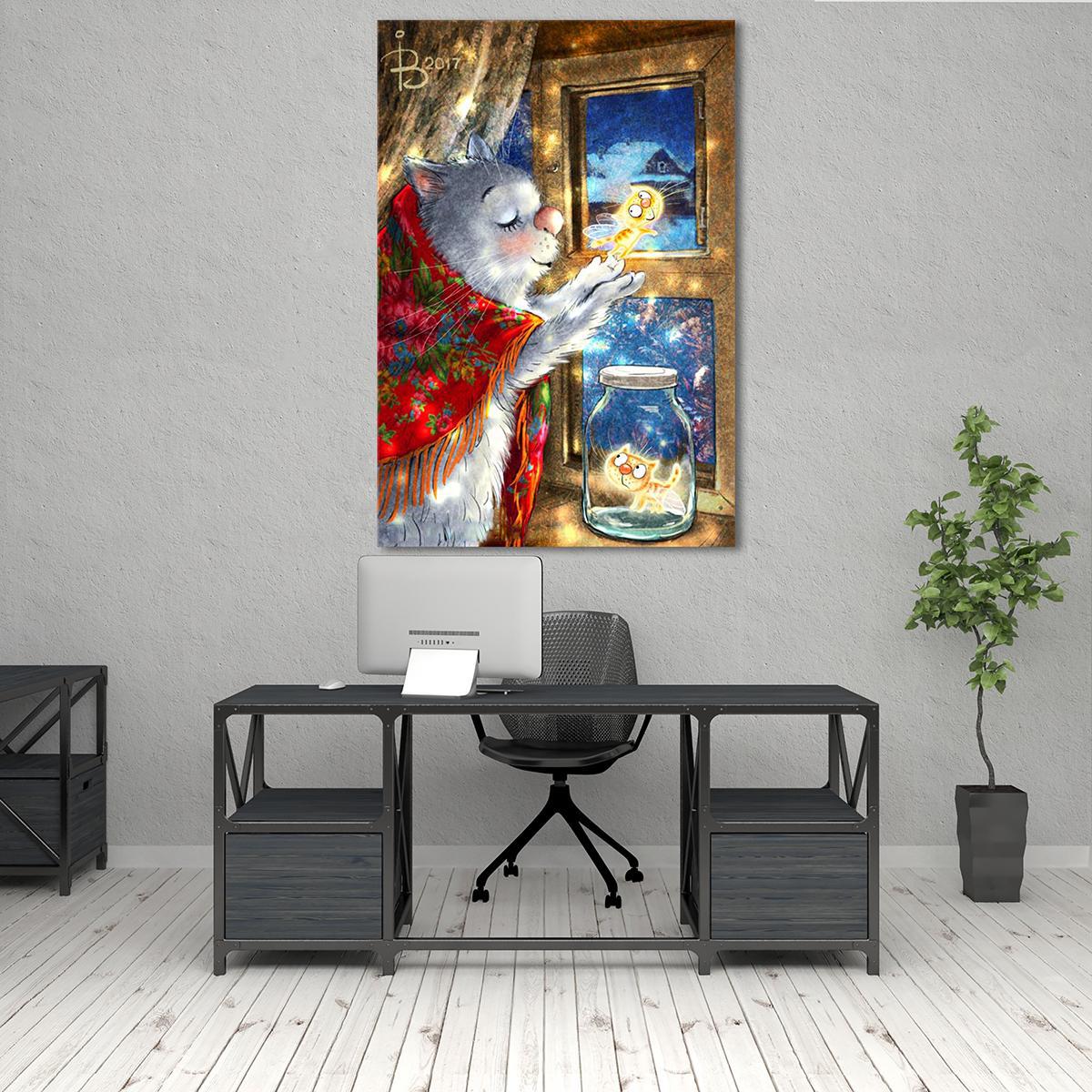 Картина Лети-лети, котофеечка 1 модуль 60x90 см