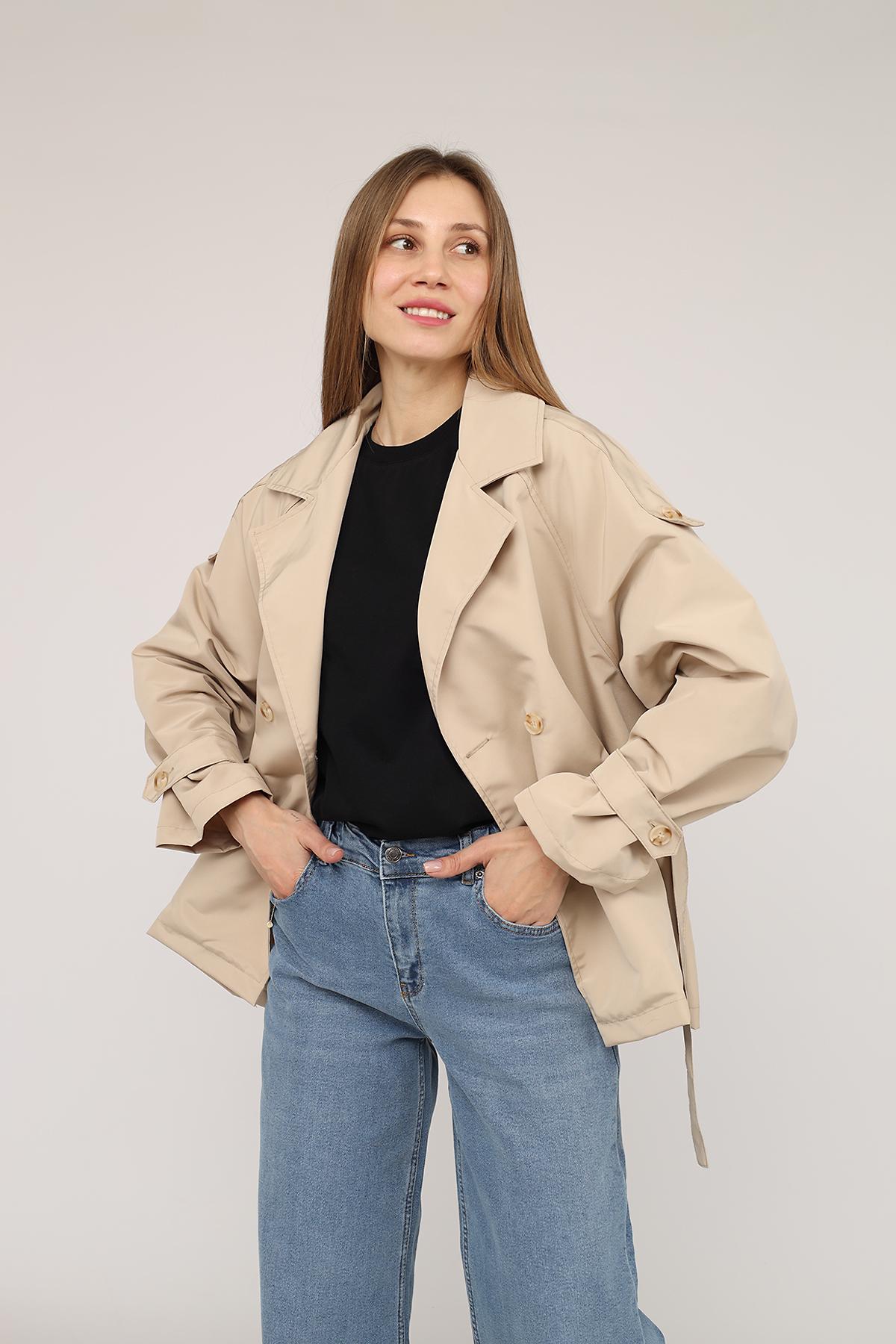 Плащ женский ЦБ-00272676 р. 48 Бежевый (28425565) - фото 4