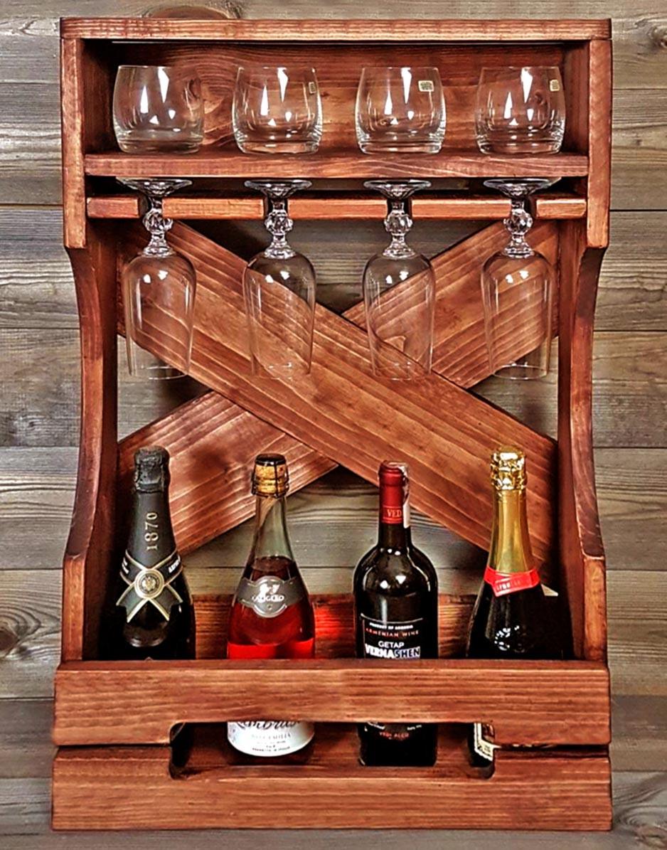 Полка для вина настенная из дерева Нийтоми Шафран (ПНК-019106)