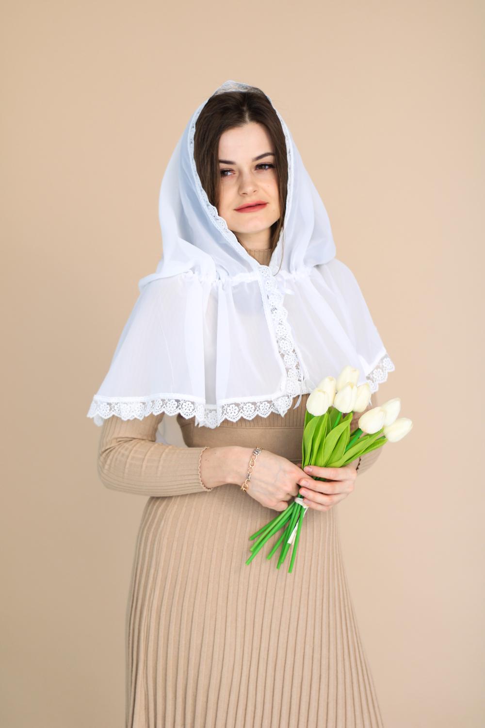 Палантин для храму на голову 80x120 с Ніжно-молочний (п010) Палантин для храму на голову 80x120 с Ніжно-молочний (п010)