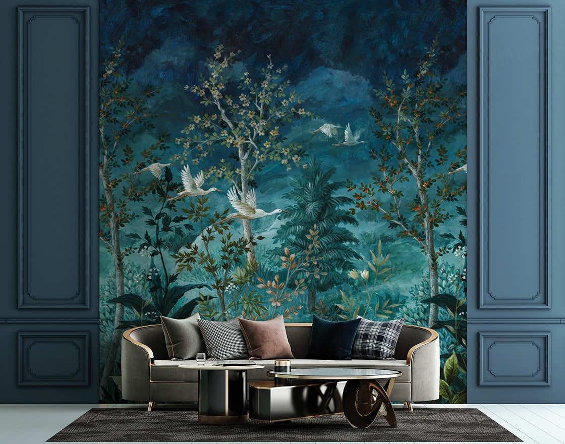 Обои HOLDEN Decor Arboretum флизелиновые фреска Midnight Canopy Blue 2.1m x 2.8m(99424)