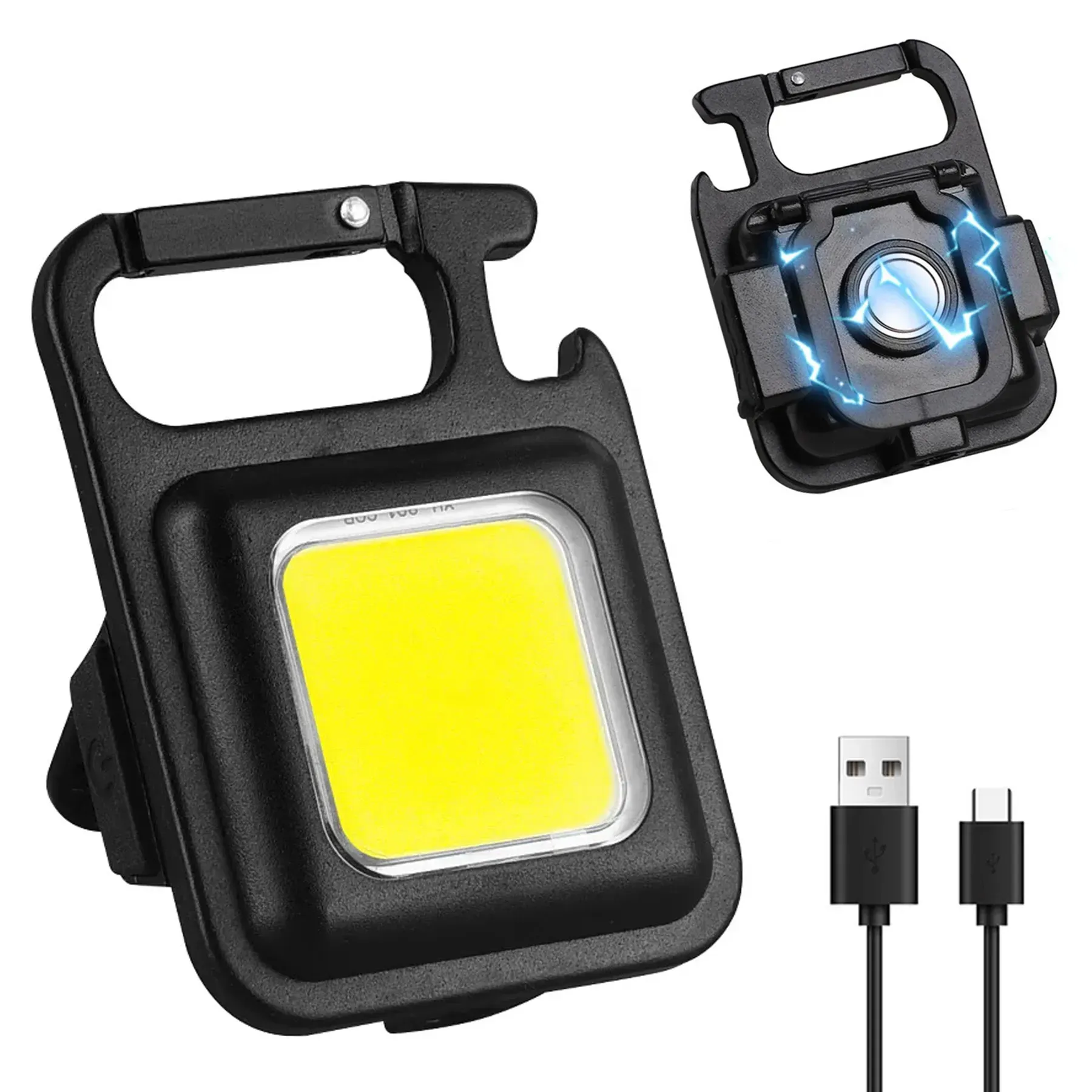 Ліхтар брелок акумуляторний з карабіном та відкривалкою LED COB 500 mAh (234565829) - фото 7