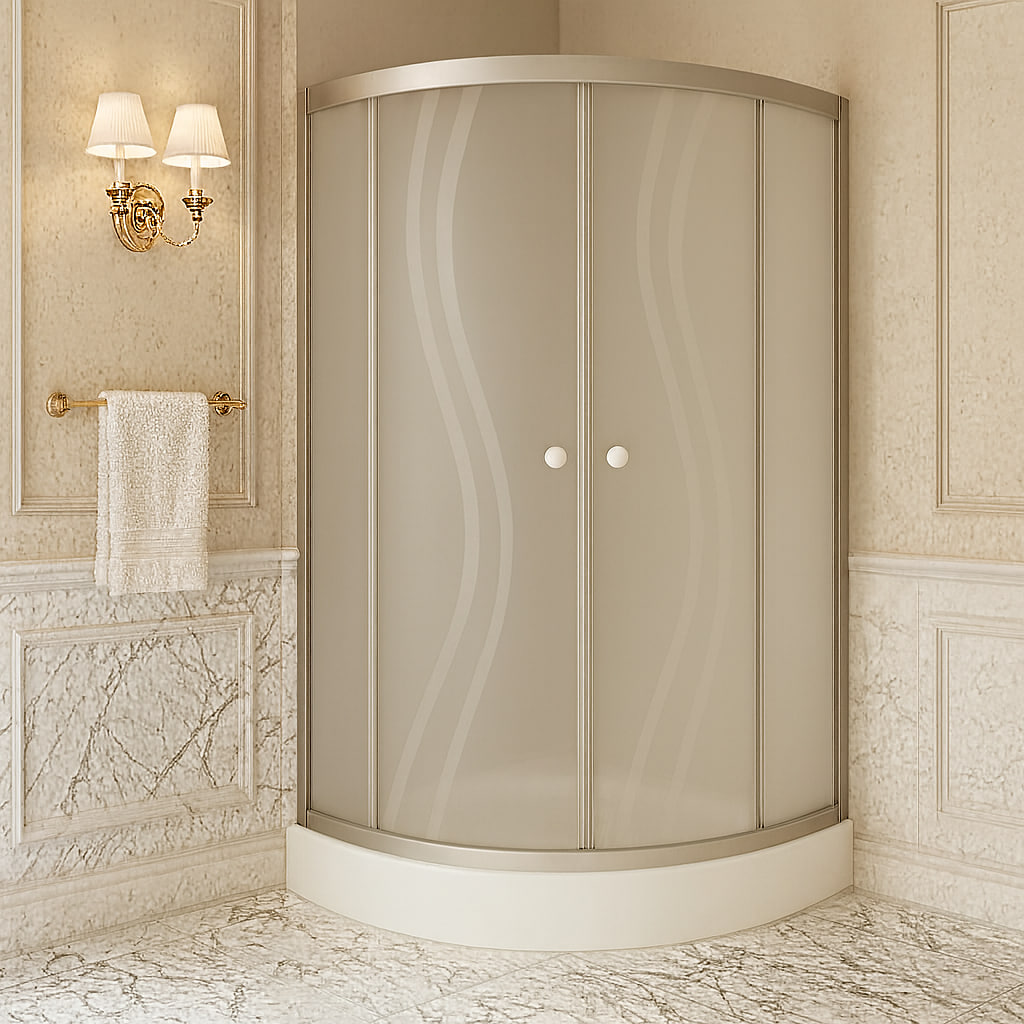 Душевая кабина KO&PO поддон 15 см матовое стекло с принтом волны 90х90х195 см (C10240)