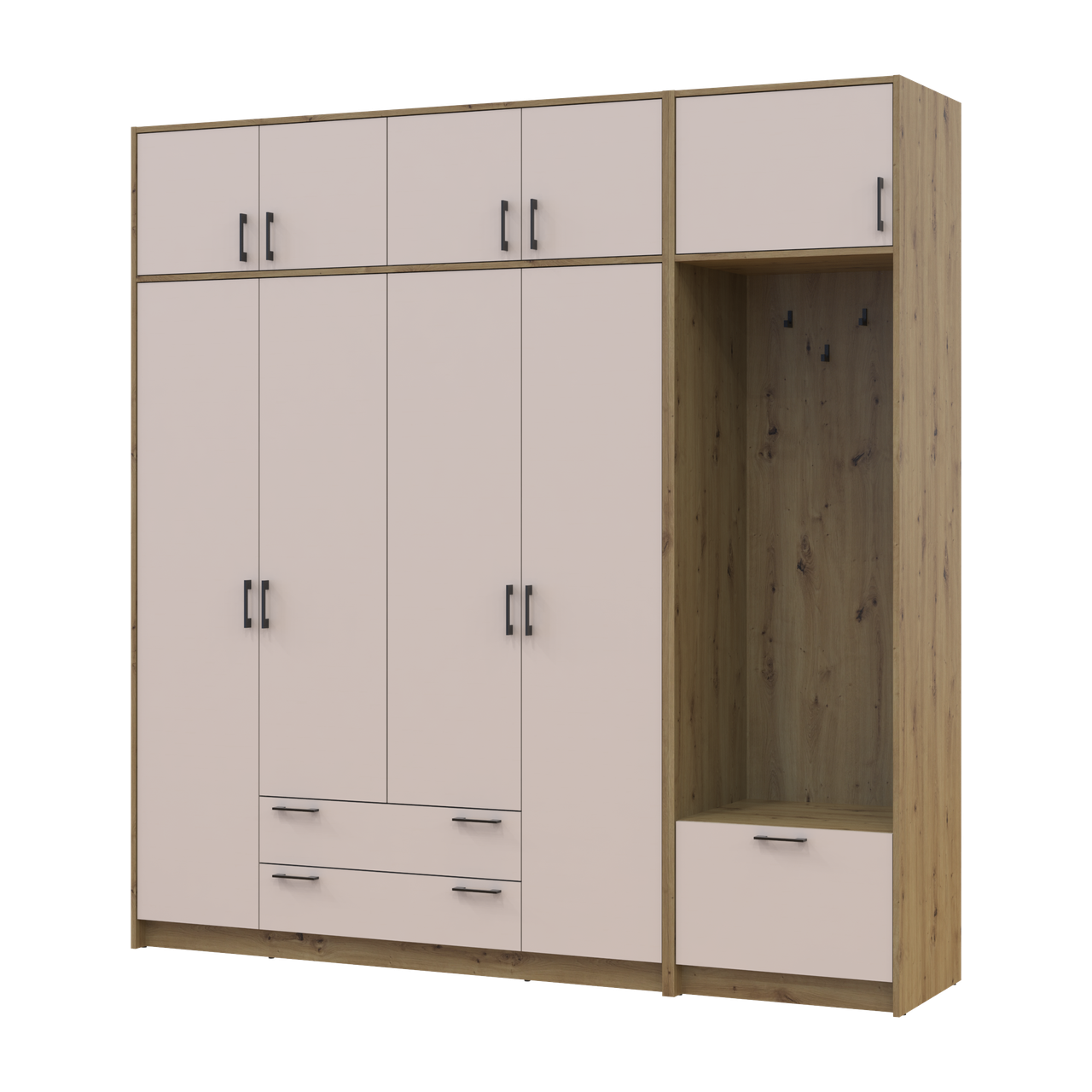 Шафа для одягу Doros Ронді з вішалкою та антресолею 4 ДСП 220х52х236 см Дуб Артізан/Кашемір (42005296) Шафа для одягу Doros Ронді з вішалкою та антресолею 4 ДСП 220х52х236 см Дуб Артізан/Кашемір (42005296)