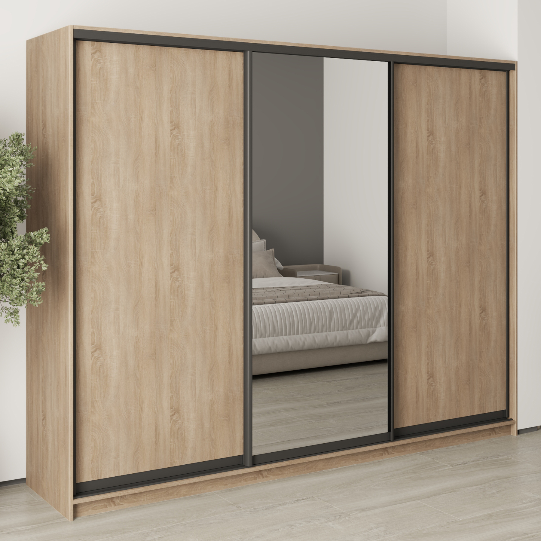 Шкаф-купе трехдверный Mebel Star Комбо BG MBS-9106 260х60х210 см Дуб сонома (1009095) Шкаф-купе трехдверный Mebel Star Комбо BG MBS-9106 260х60х210 см Дуб сонома (1009095)