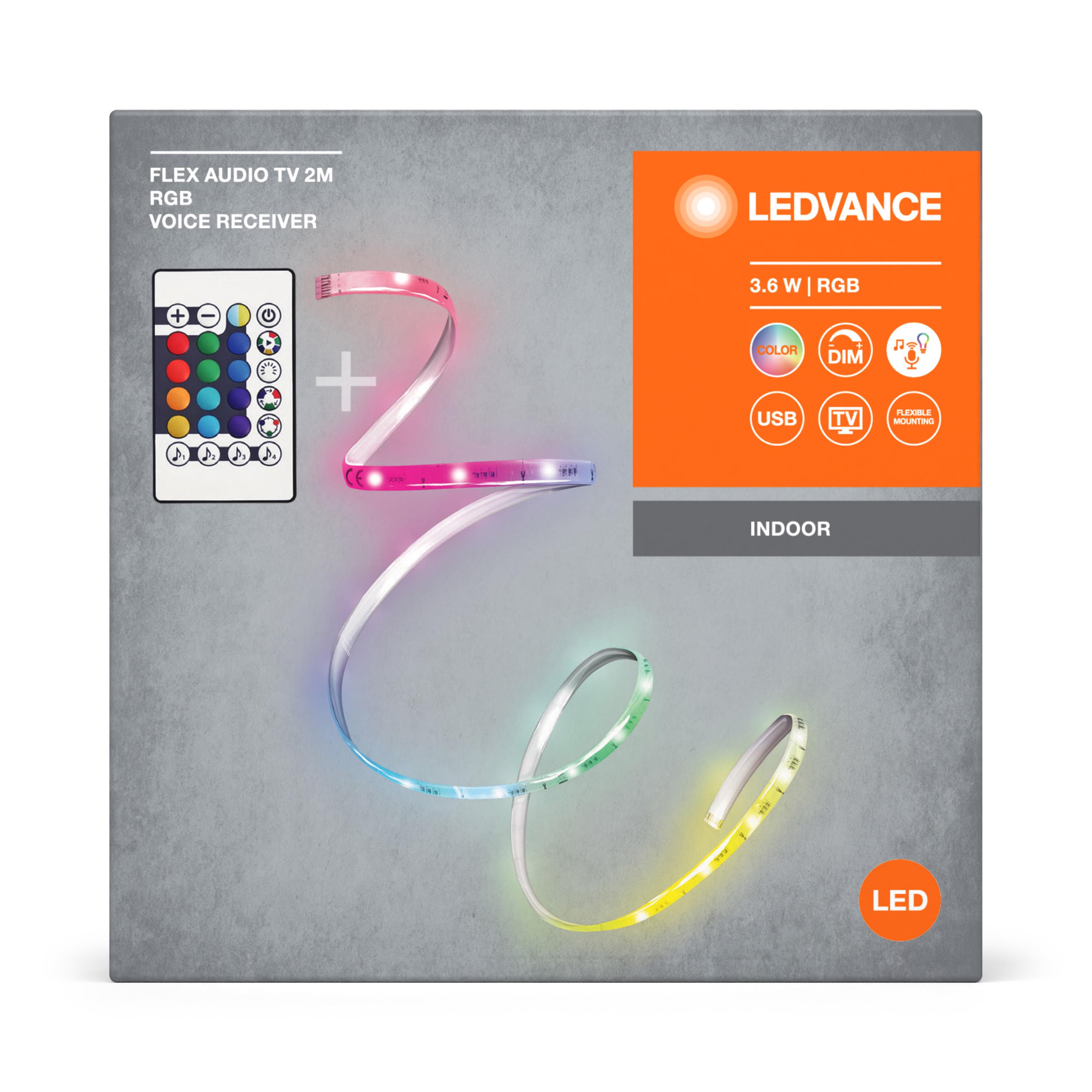 Світлодіодна стрічка Ledvance Flex Audio Usb With Remote Control RGB 3,6W 5V IP20 DIM USB 2000х3х10 мм (4099854095368) - фото 4