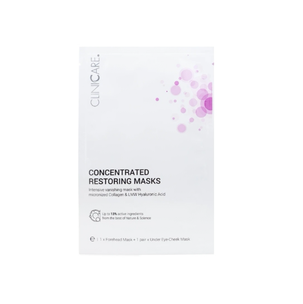 Набір масок для чола/очей/вилиць ClinicCare Concentrated Restoring Masks 3 шт.