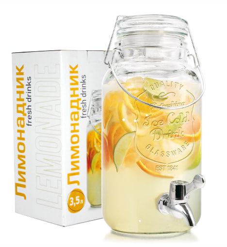 Графин стеклянный Oscar 9038 с краном и герметичной крышкой 3,5 л (9038) - фото 2 Графин стеклянный Oscar 9038 с краном и герметичной крышкой 3,5 л (9038) - фото 2