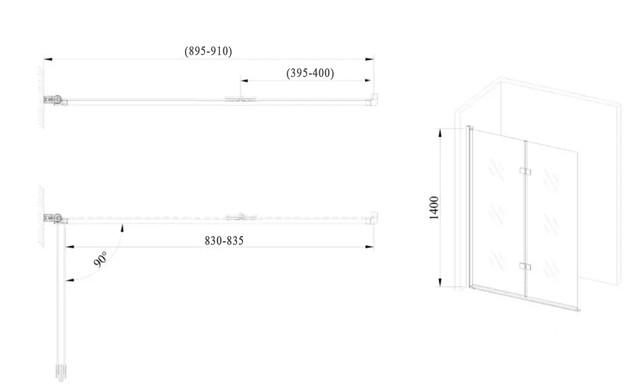 Шторка для ванны стеклянная RDW02-J2 50+40x140 см Silver - фото 3