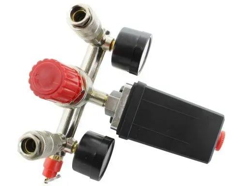 Пресостат в сборе F03303 выходы 2 шт./реле давления/редуктор/манометры 2 шт. и предохранительный клапан (28584685) - фото 4 Пресостат в сборе F03303 выходы 2 шт./реле давления/редуктор/манометры 2 шт. и предохранительный клапан (28584685) - фото 4