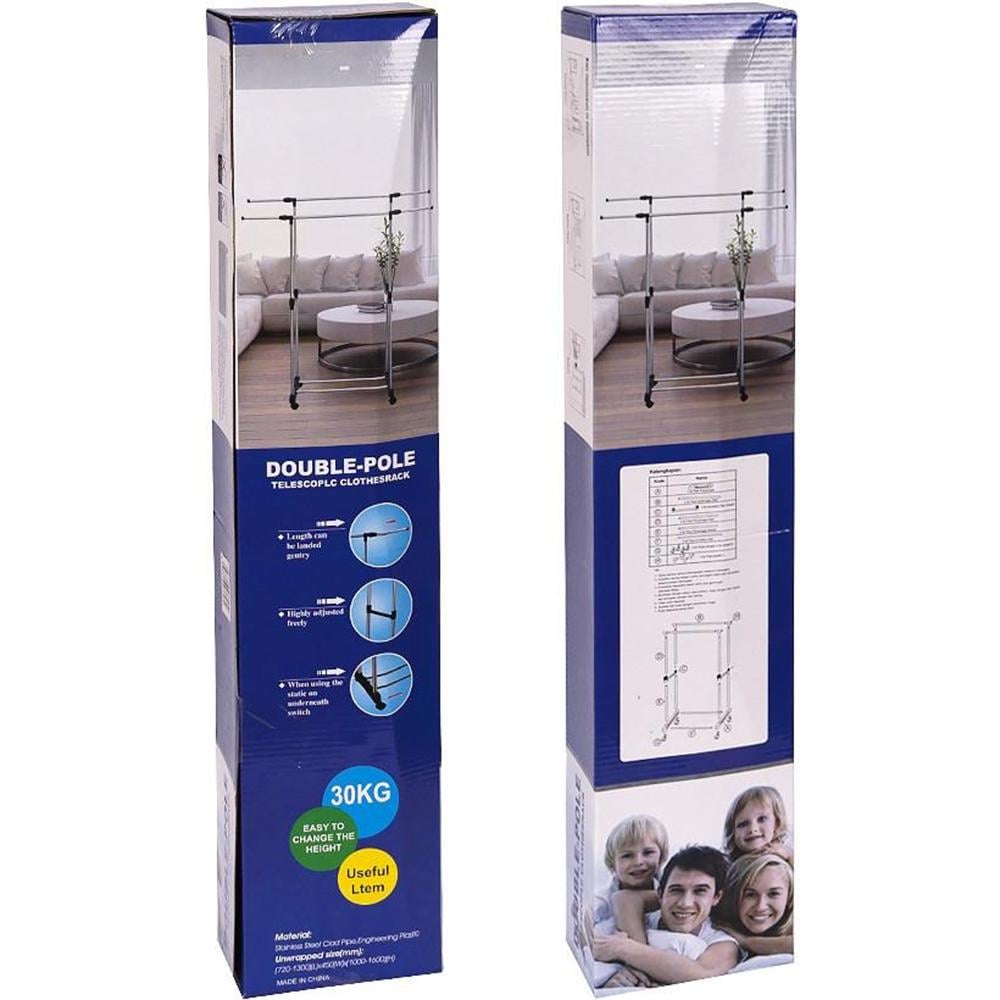 Стойка для одежды 8006 металлическая напольная двойная телескопическая с колесами (37-110732) - фото 10