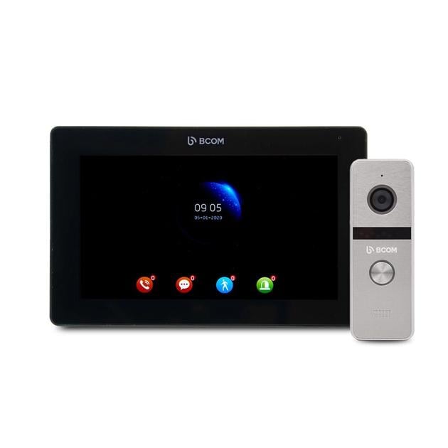 Комплект Wi-Fi панель вызова BCOM BT-400FHD Silver и видеодомофон BCOM BD-770FHD/T Black (26217129)