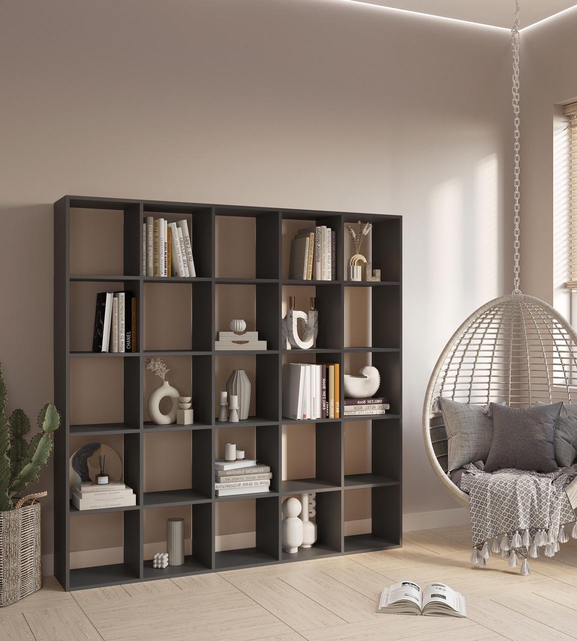 Стеллаж для книг и документов 25 ячеек ST-16 1776х300х1776 мм Антрацит Стеллаж для книг и документов 25 ячеек ST-16 1776х300х1776 мм Антрацит