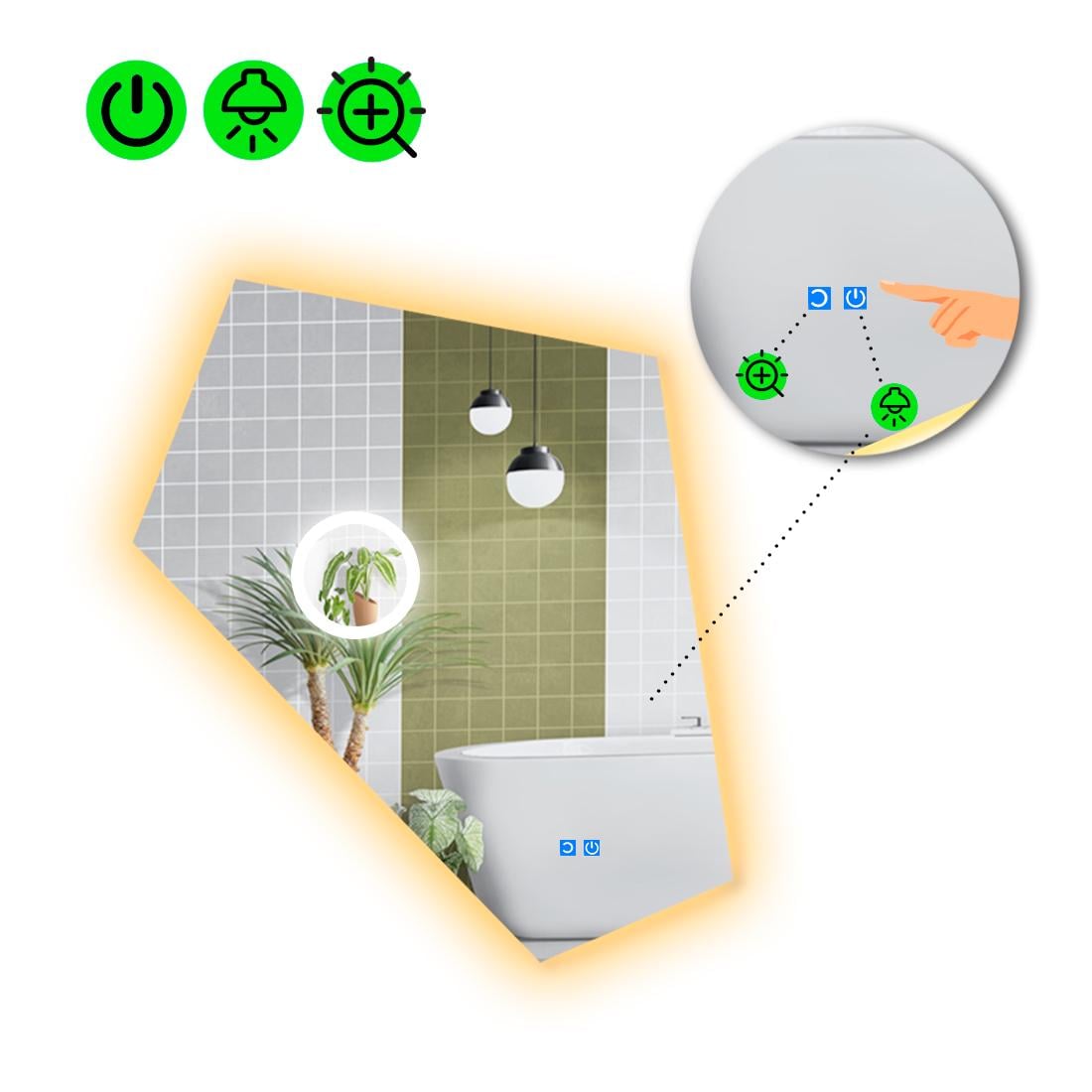 Зеркало с LED подсветкой Modulo 2 с двумя сенсорами 140x110 см