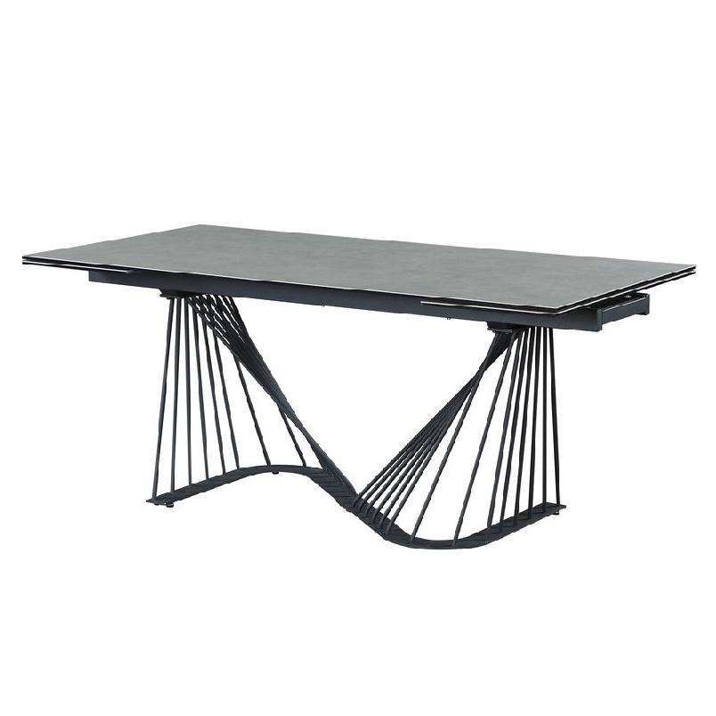 Стол обеденный раскладной Vetro Mebel TML-900 керамика/стекло/металл 90х180 см Серый аливери/Черный - фото 2