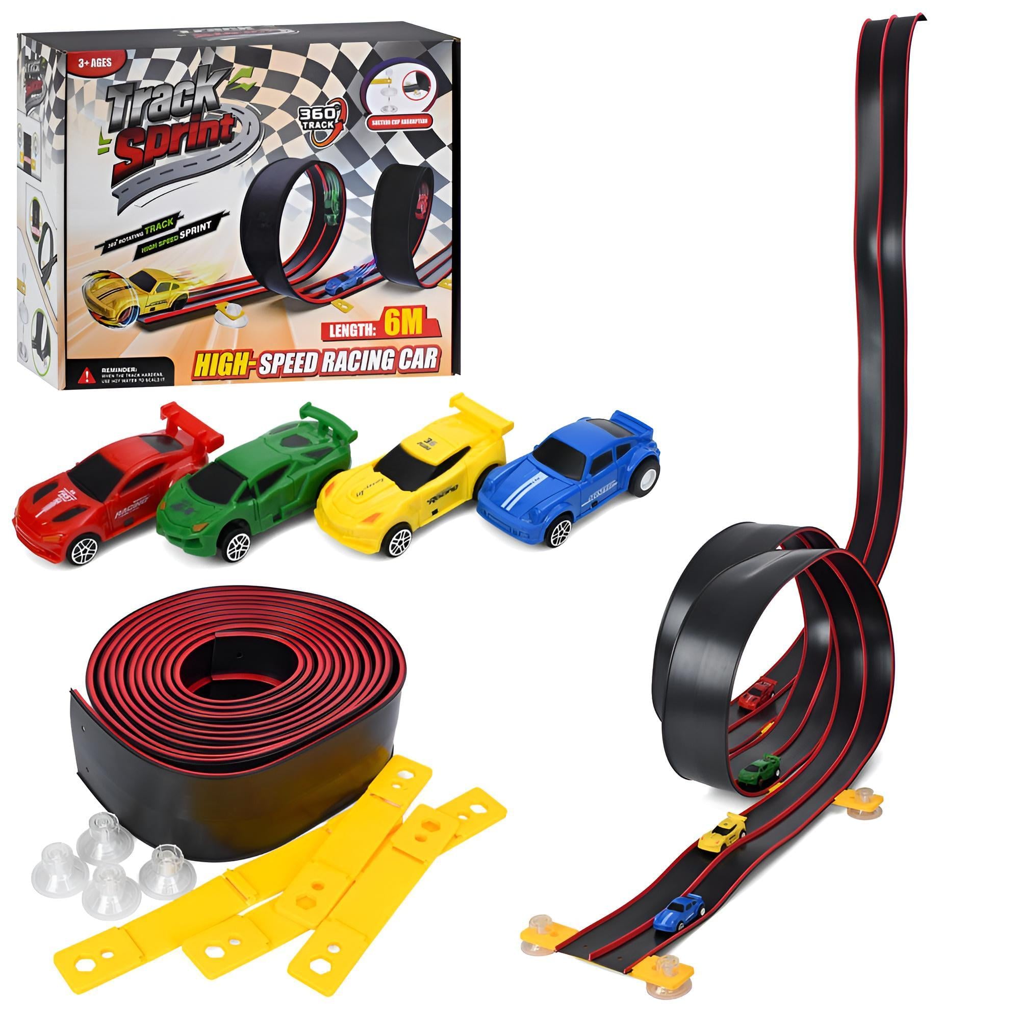 Трек детский Track Sprint 600 см с присосками инерционной машинки 4 шт. (GD899-11)