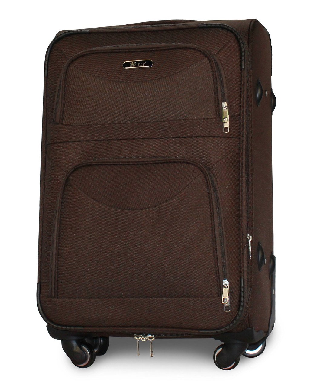 Чемодан тканевый Fly 6802 средний на 4 колесах 64х43х27 см 60 л Коричневый