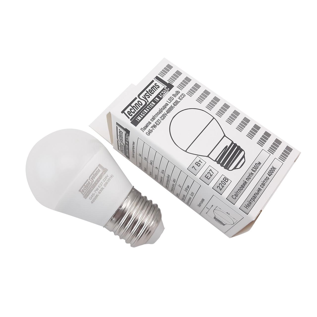 Лампа світлодіодна TechnoSystems LED Bulb G45 7Вт E27 4000К 630Лм ICCD (куля) TNSy5000036 - фото 2