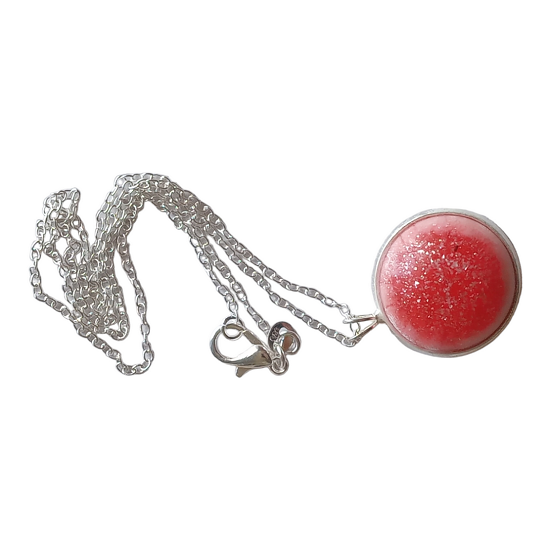 Подвеска на шею ручной работы Круг 2 см Белый/Красный (15329419) Подвеска на шею ручной работы Круг 2 см Белый/Красный (15329419)