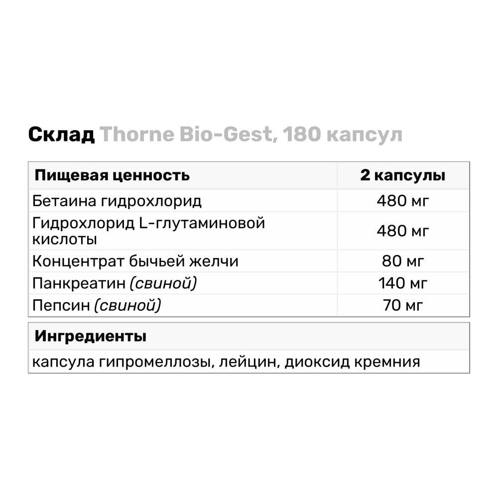 Натуральная добавка Thorne Bio-Gest 180 капс. (5809) - фото 3