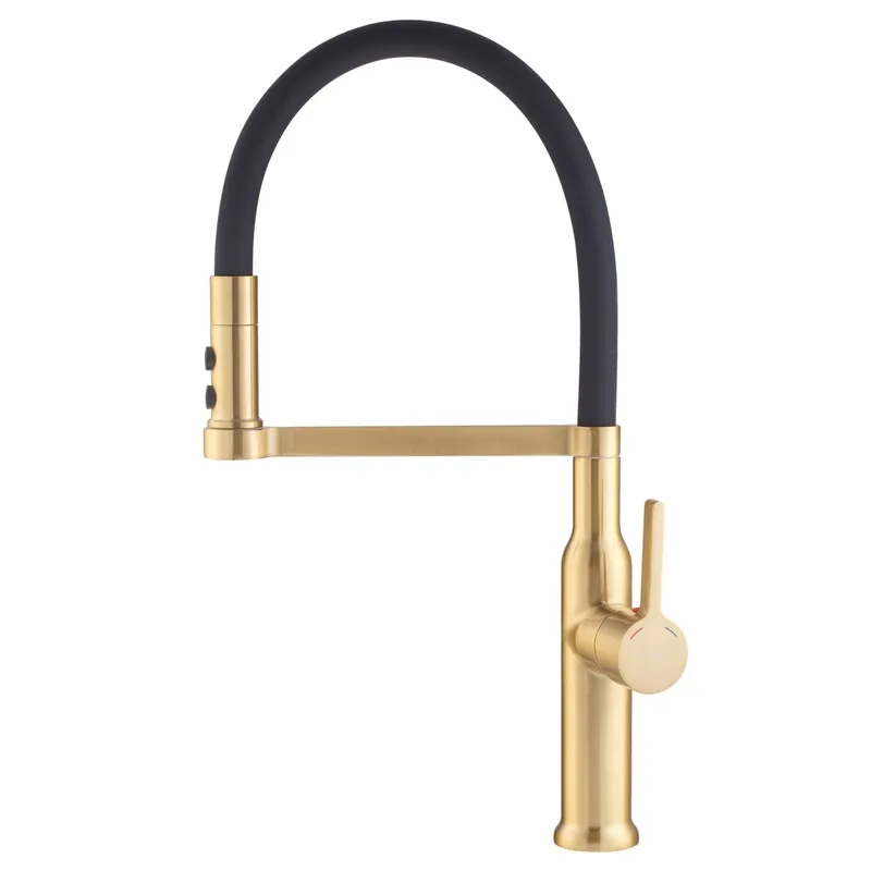 Змішувач для кухні MIXXUS PREMIUM PULL 017 REFL.BLACK силіконовий вилив Матове золото/Чорний (MI8280)