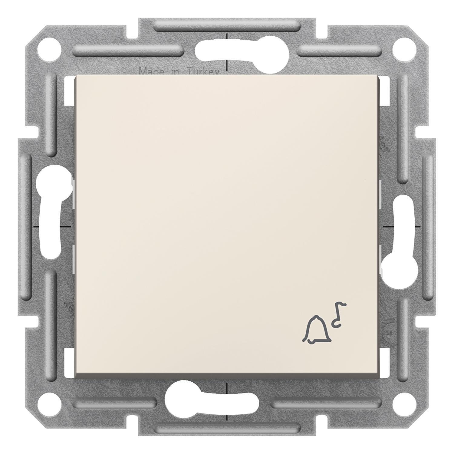 Выключатель кнопочный для звонка Schneider Electric Asfora без рамки Кремовый (EPH0870123)