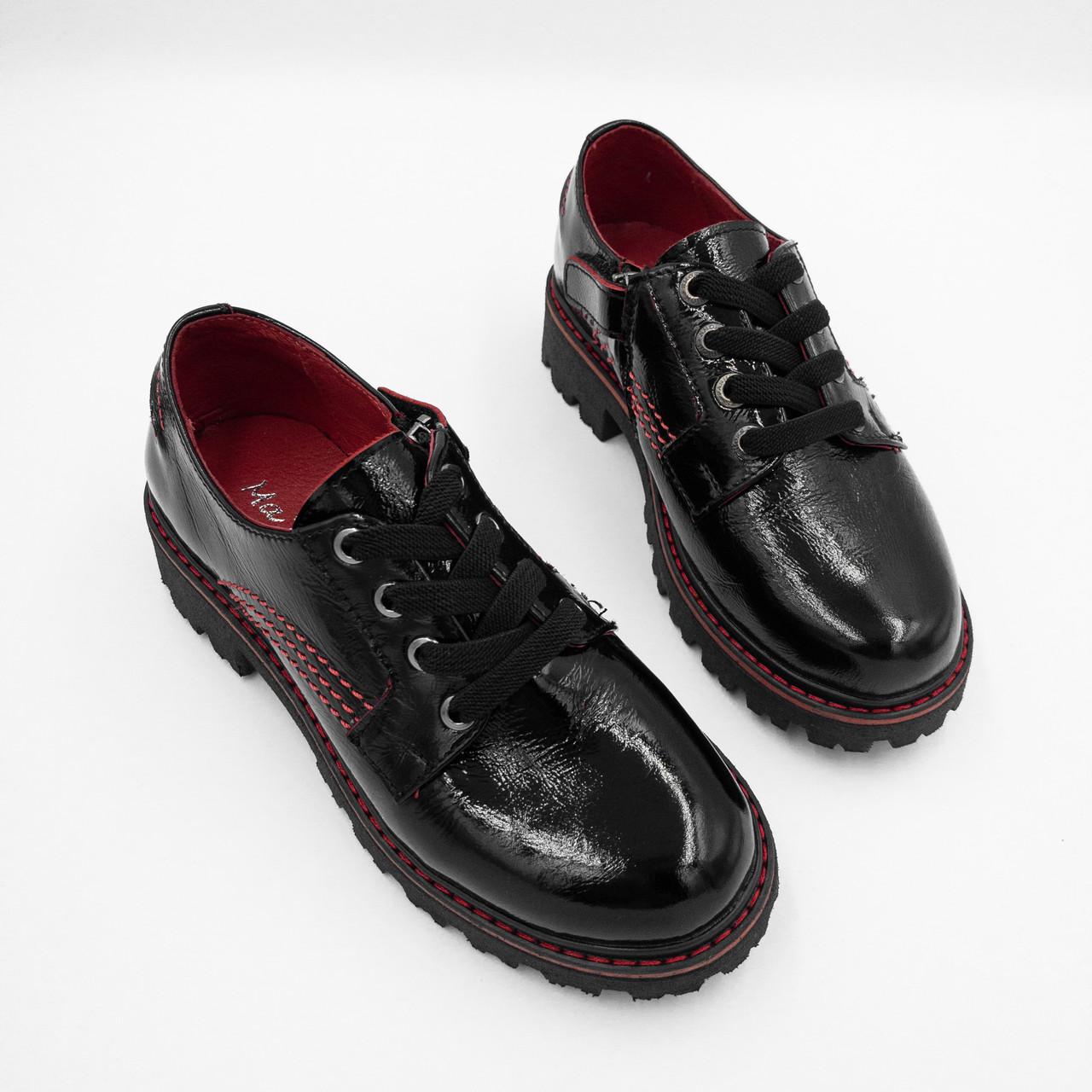 Лоферы для девочки Bistfor кожаные р. 32 Черный (07216/330) - фото 3