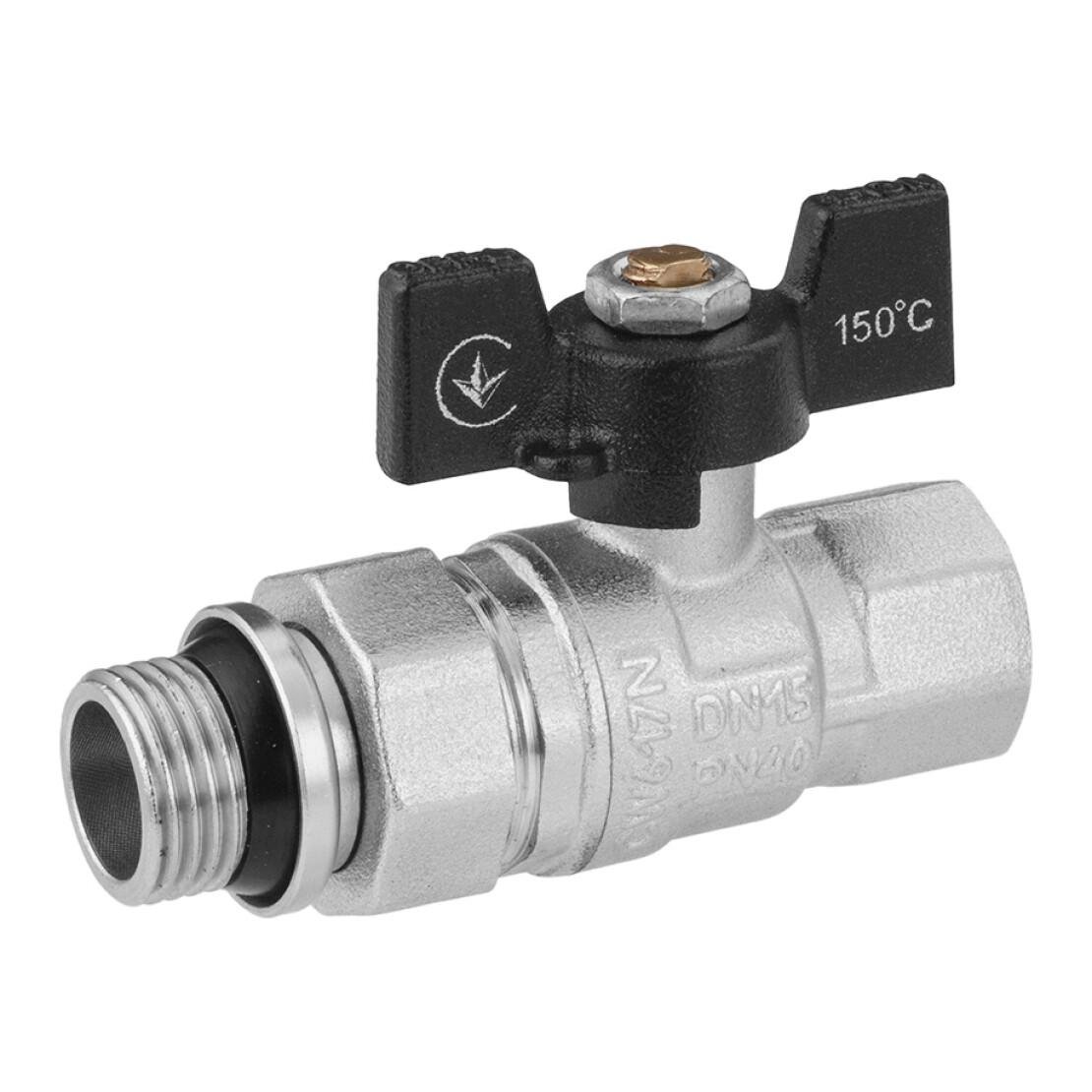 Кран-американка кульовий прямий Kroner ВЗ PN40 1/2" метелик/нікельований (CV033220)