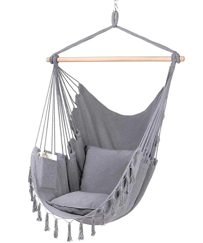 Кресло подвесное качели для дома и сада Bonro B-093 бразильское на деревянном каркасе до 120 кг Серый (147-76-42400542)